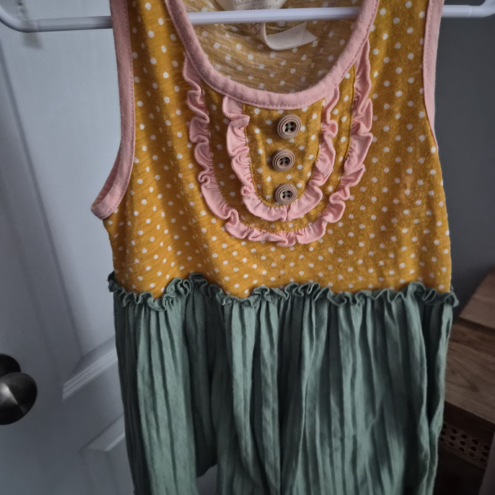 Matilda Jane Yellow Polka Dot & Sage Ruffle Dress Top